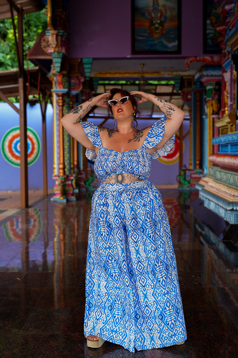 Chantelle Palazzo Pants - Blue by Jinx the Label