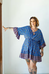 Daisy Lou Mini Dress in Blue Sunshine by By Jinx the Label