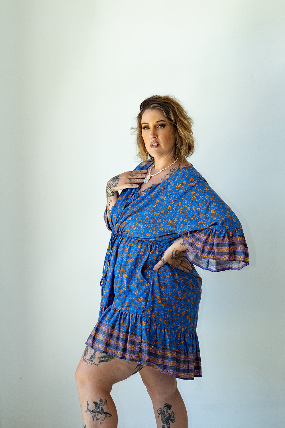 Daisy Lou Mini Dress in Blue Sunshine by By Jinx the Label