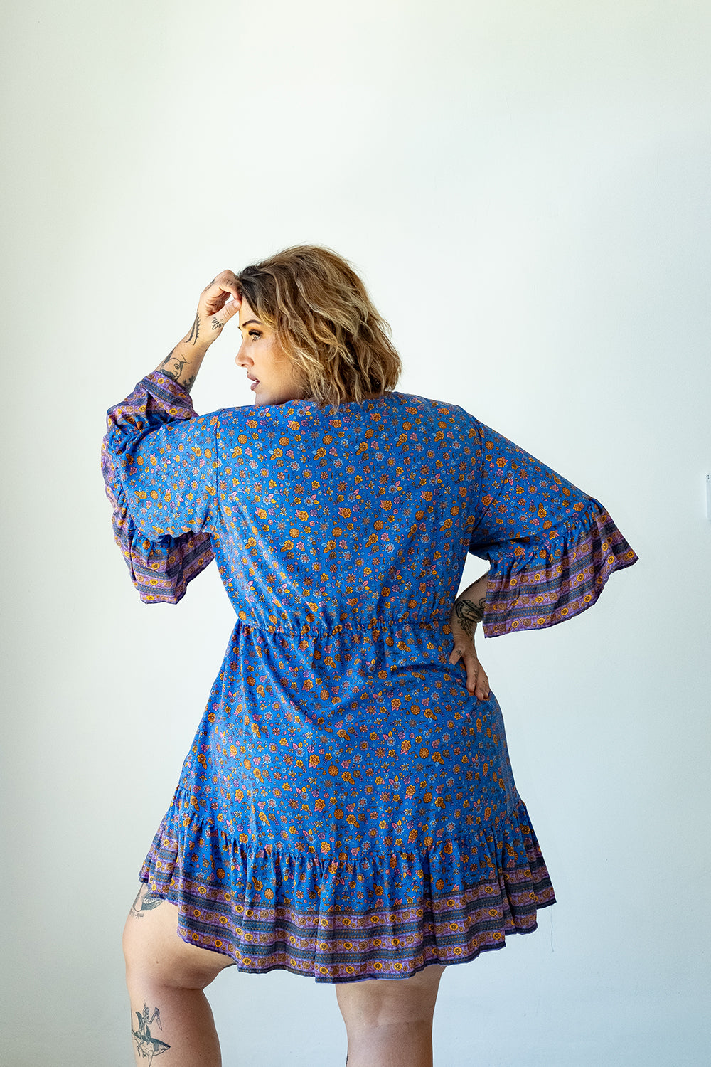 Daisy Lou Mini Dress in Blue Sunshine by By Jinx the Label