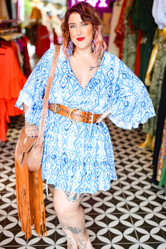 Daisy Lou Mini Dress - Abstract Blue by Jinx the Label