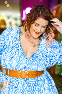 Daisy Lou Mini Dress - Abstract Blue by Jinx the Label