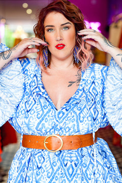Daisy Lou Mini Dress - Abstract Blue by Jinx the Label