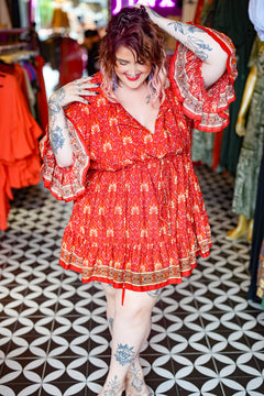 Daisy Lou Mini Dress - Candy Red by Jinx the Label