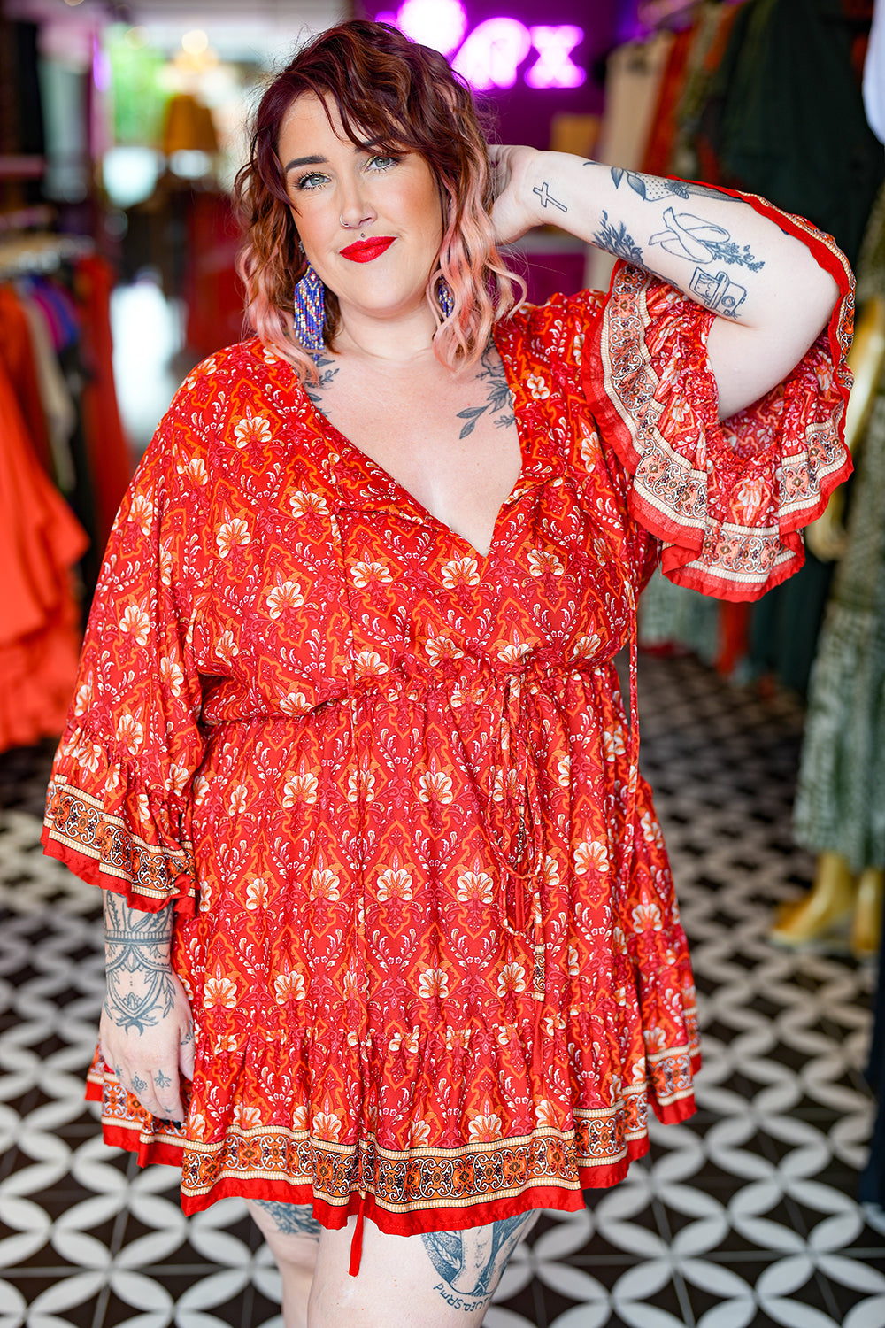 Daisy Lou Mini Dress - Candy Red by Jinx the Label