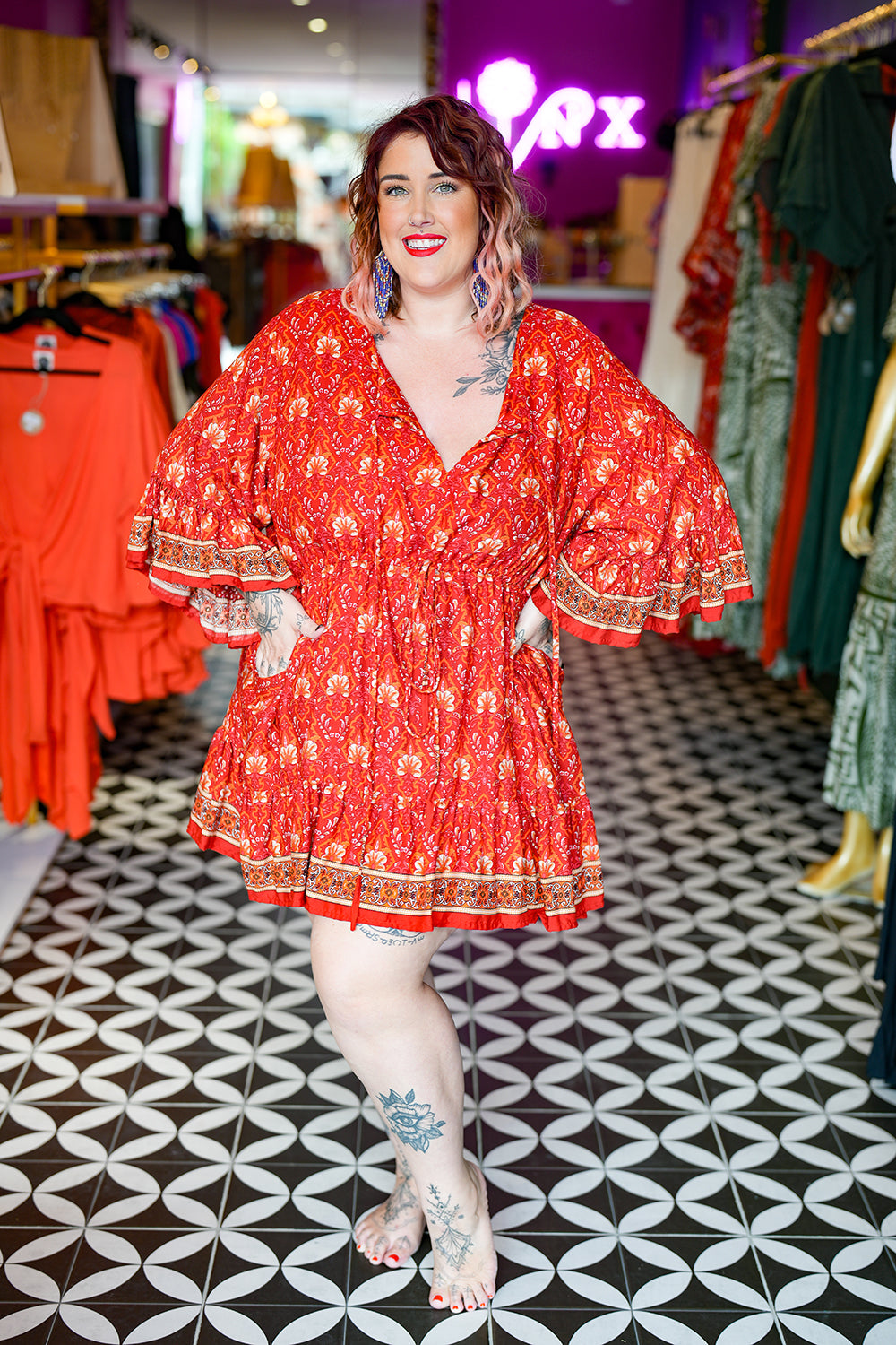 Daisy Lou Mini Dress - Candy Red by Jinx the Label