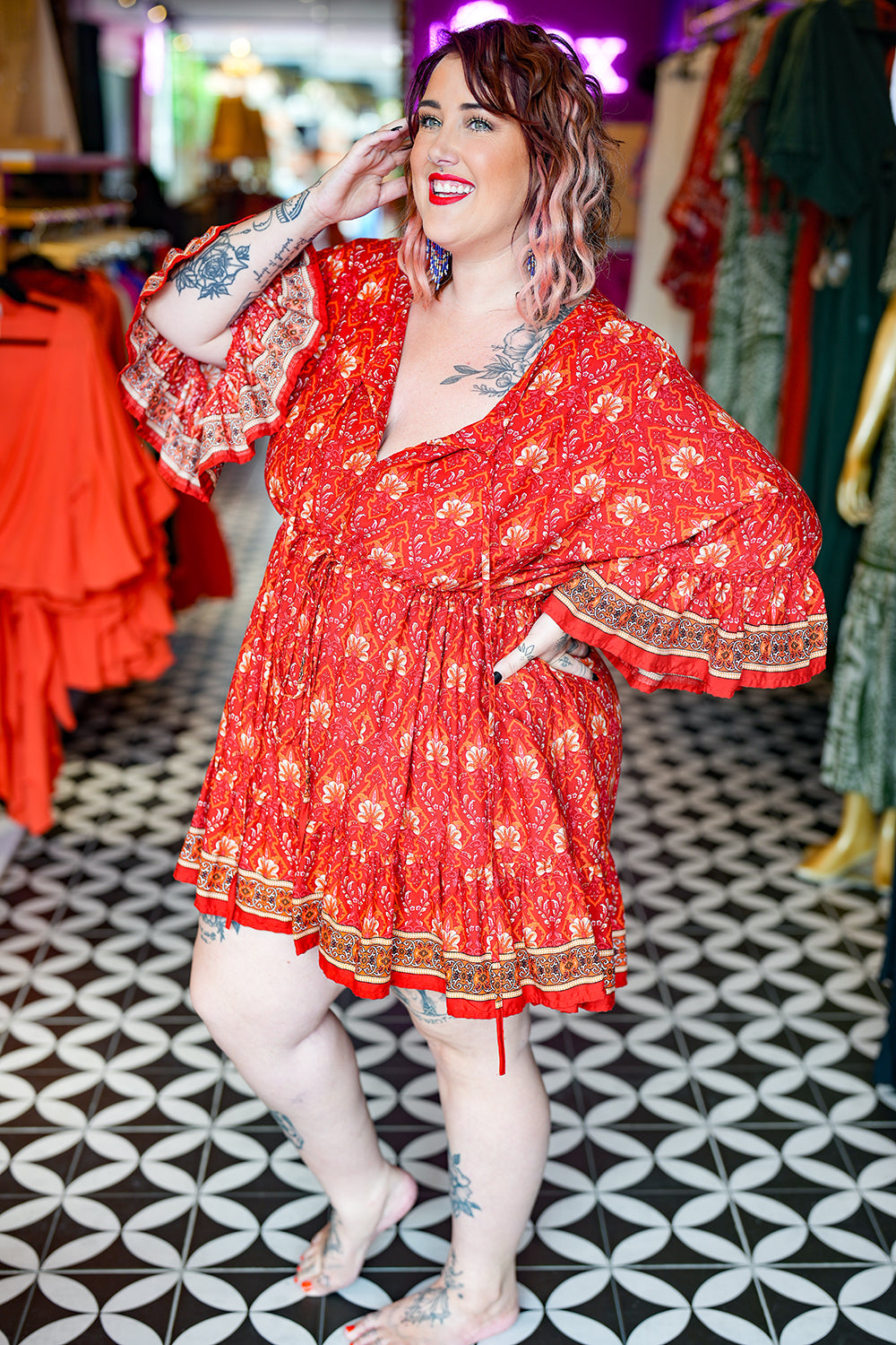 Daisy Lou Mini Dress - Candy Red by Jinx the Label