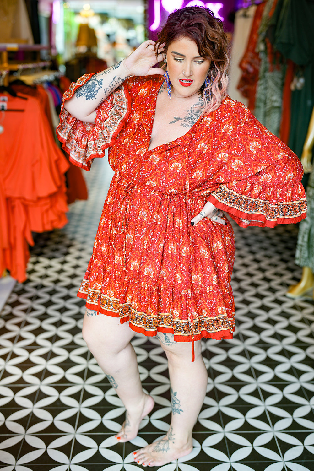 Daisy Lou Mini Dress - Candy Red by Jinx the Label