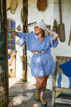 Darcy Crop Shirt - Blue Zebra by Jinx the Label