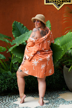 Darcy Crop Shirt - Burnt Orange Palms by Jinx the Label