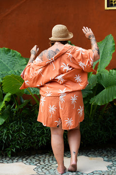 Darcy Crop Shirt - Burnt Orange Palms by Jinx the Label