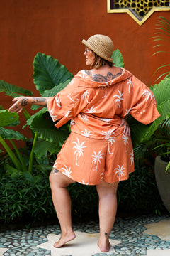 Darcy Crop Shirt - Burnt Orange Palms by Jinx the Label