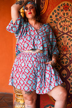 Darcy Crop Shirt - Contrast Blue by Jinx the Label