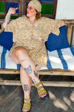 Darcy Crop Shirt - Natural Zebra by Jinx the Label