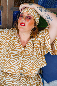 Darcy Crop Shirt - Natural Zebra by Jinx the Label