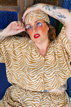 Darcy Crop Shirt - Natural Zebra by Jinx the Label