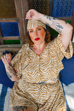 Darcy Crop Shirt - Natural Zebra by Jinx the Label