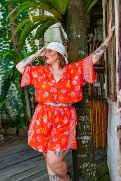 Darcy Crop Shirt - Red Mexi by Jinx the Label