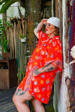Darcy Crop Shirt - Red Mexi by Jinx the Label