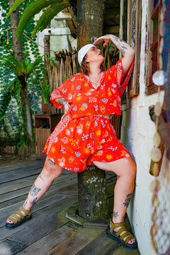 Darcy Crop Shirt - Red Mexi by Jinx the Label