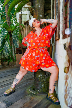Darcy Crop Shirt - Red Mexi by Jinx the Label