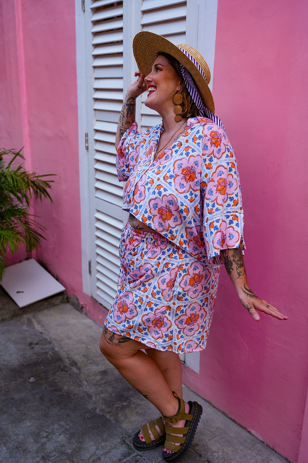 Darcy Crop Shirt - Sicily Flowers by Jinx the Label