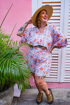 Darcy Crop Shirt - Sicily Flowers by Jinx the Label
