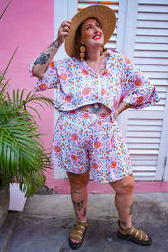 Darcy Crop Shirt - Sicily Flowers by Jinx the Label