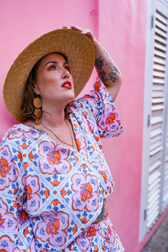 Darcy Crop Shirt - Sicily Flowers by Jinx the Label