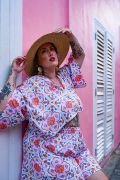 Darcy Crop Shirt - Sicily Flowers by Jinx the Label