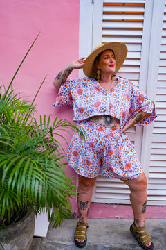 Darcy Crop Shirt - Sicily Flowers by Jinx the Label