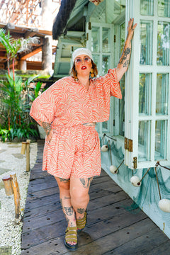 Darcy Crop Shirt - Tangerine Zebra by Jinx the Label