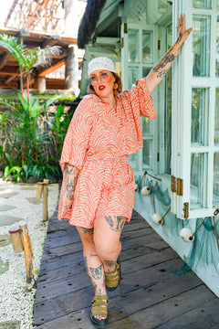 Darcy Crop Shirt - Tangerine Zebra by Jinx the Label