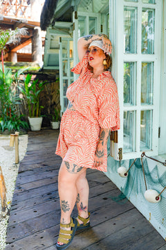 Darcy Crop Shirt - Tangerine Zebra by Jinx the Label