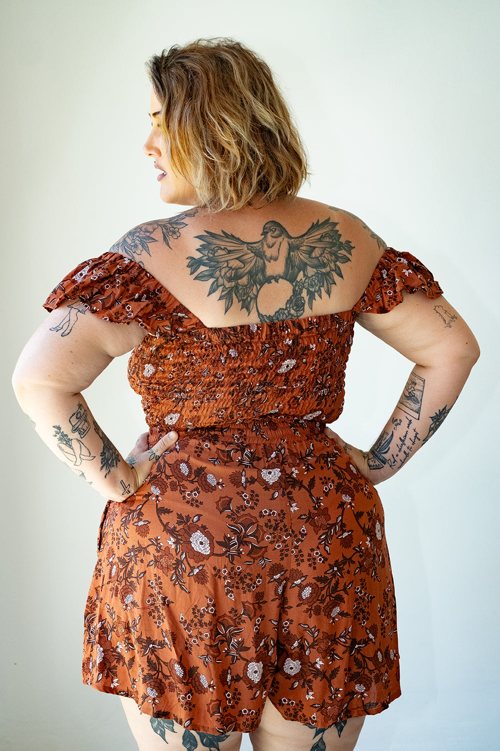 Darcy Shorts in our Burnt Orange floral print by Jinx the Label
