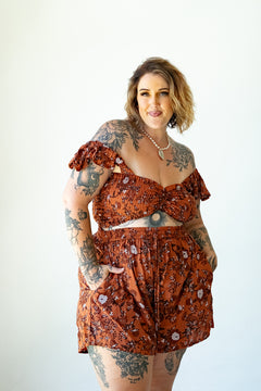 Darcy Shorts in our Burnt Orange floral print by Jinx the Label
