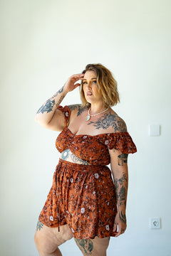 Darcy Shorts in our Burnt Orange floral print by Jinx the Label
