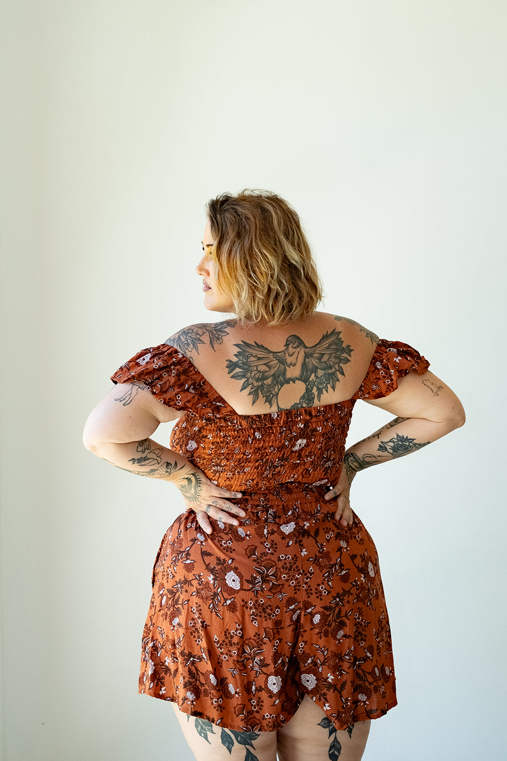 Darcy Shorts in our Burnt Orange floral print by Jinx the Label