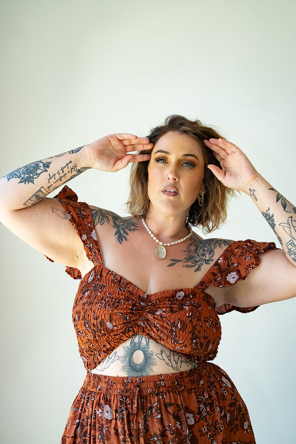 Darcy Shorts in our Burnt Orange floral print by Jinx the Label