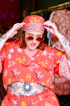 Darcy Crop Shirt - Red Mexi by Jinx the Label