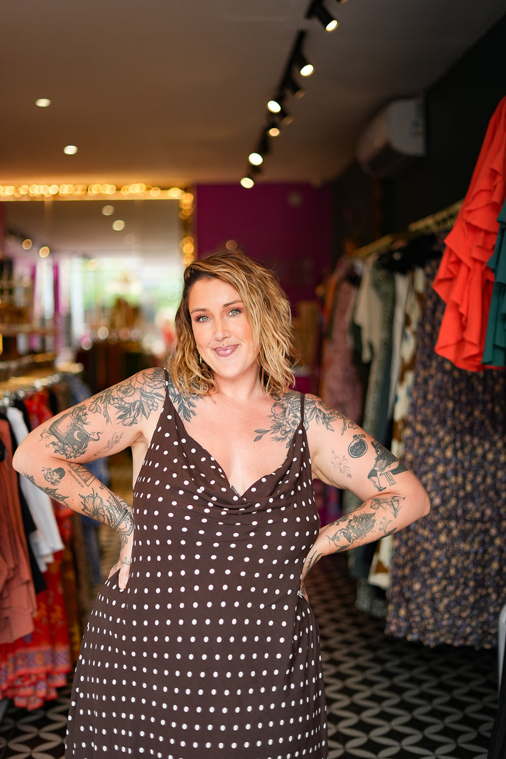 Demi Maxi Dress in Polkadots by Jinx the Label