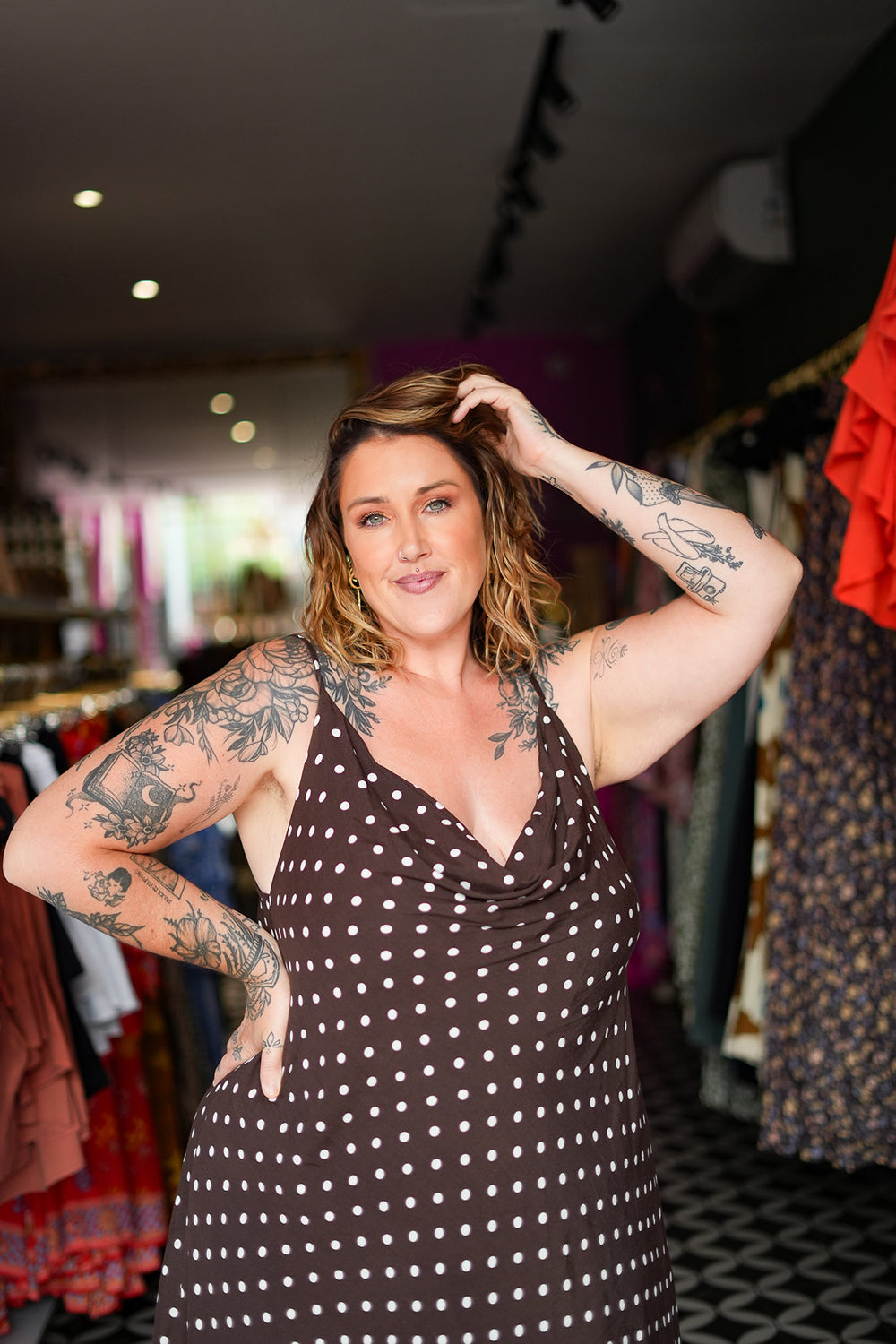 Demi Maxi Dress in Polkadots by Jinx the Label