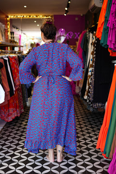 Elara Wrap Dress in Coral Bloom by Jinx the Label