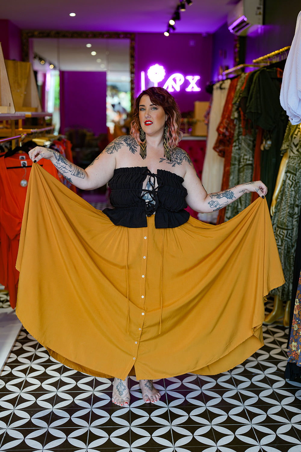 Fae Maxi Skirt - Mustard by Jinx the Label