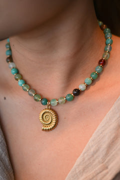 Golden Tides Necklace - Ocean Agate Gold - Sunspell by Jinx the Label