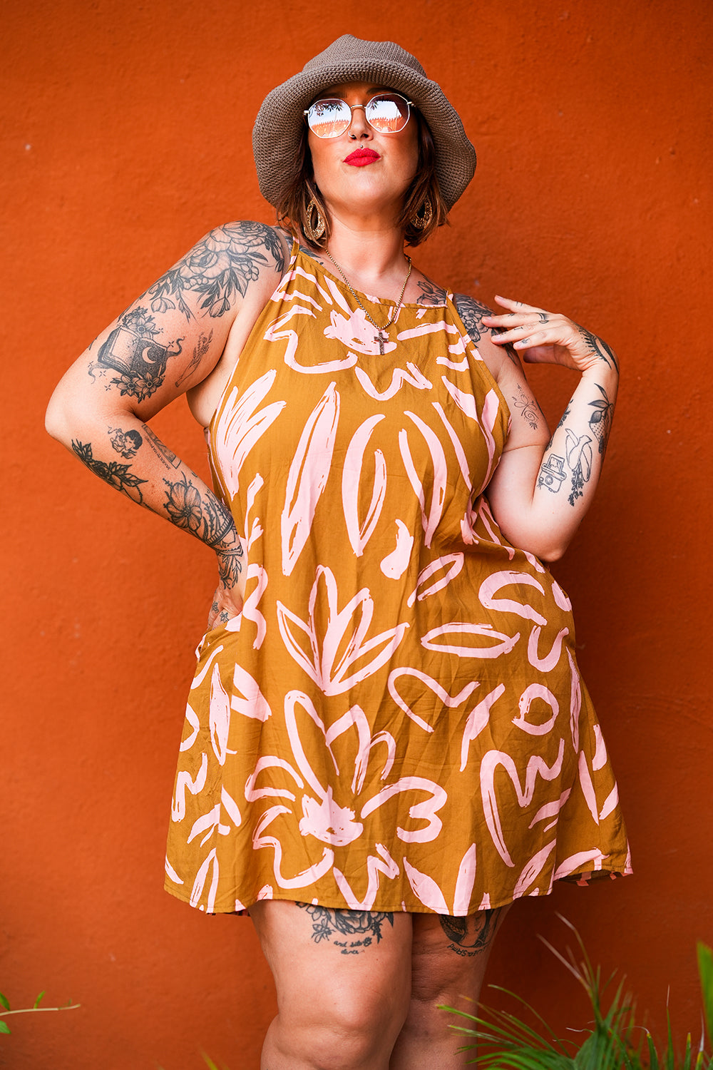 Kita Mini Dress - Abstract Mustard by Jinx the Label