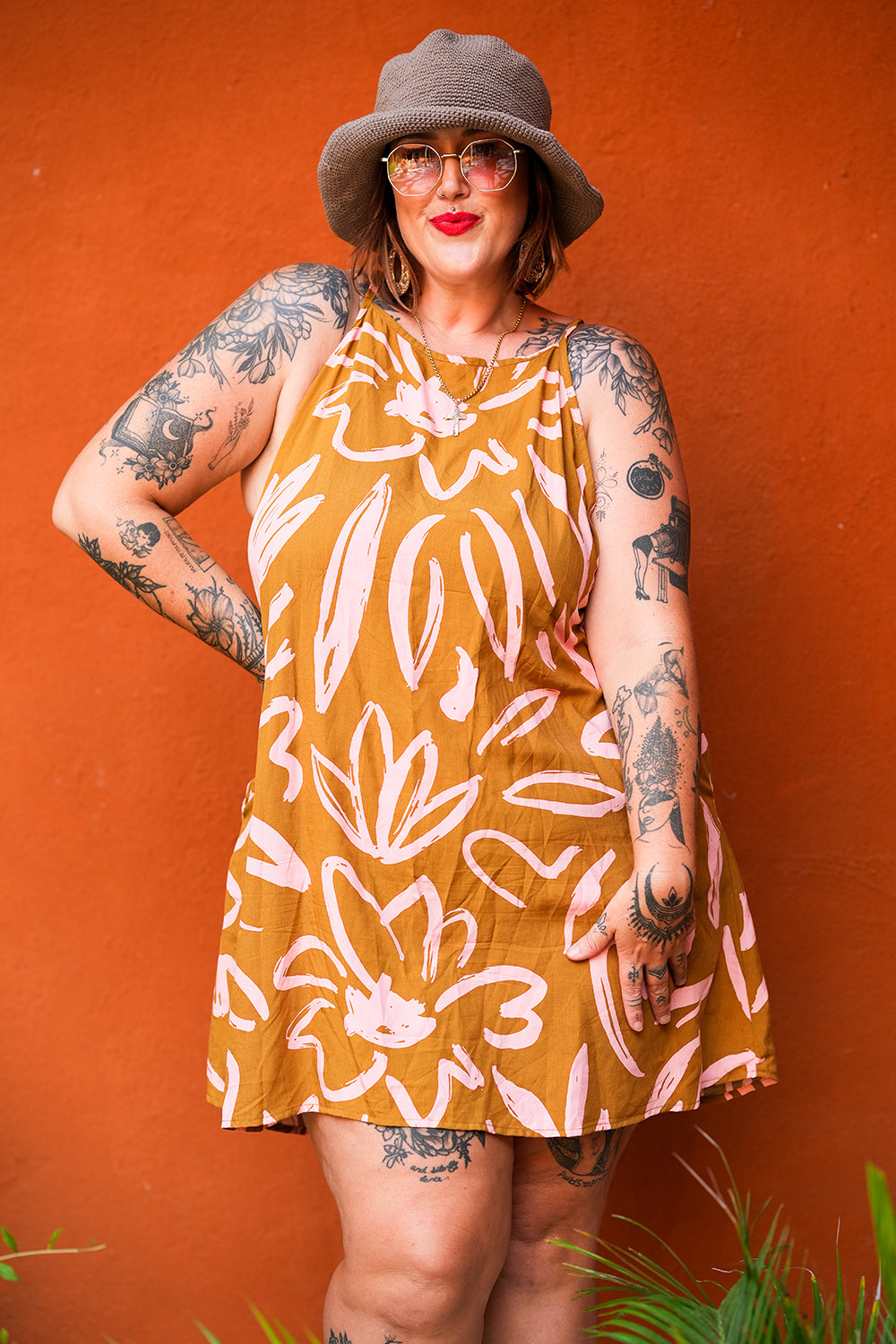 Kita Mini Dress - Abstract Mustard by Jinx the Label