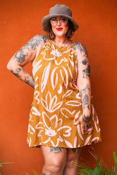 Kita Mini Dress - Abstract Mustard by Jinx the Label