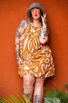Kita Mini Dress - Abstract Mustard by Jinx the Label