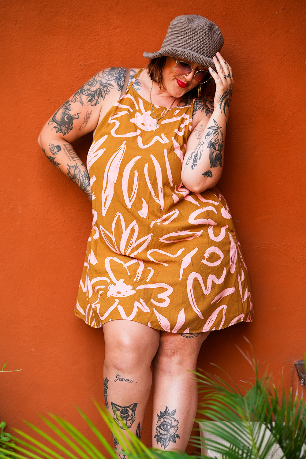 Kita Mini Dress - Abstract Mustard by Jinx the Label